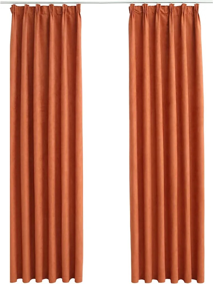 vidaXL Draperii opace cu cârlige, 2 buc., ruginiu, 140 x 175 cm