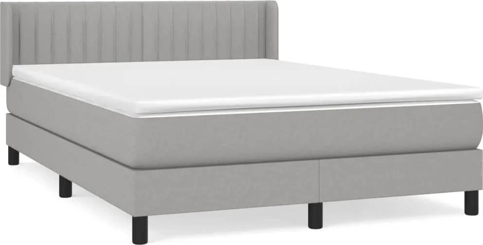 vidaXL Pat box spring cu saltea, gri deschis, 140x190 cm, textil