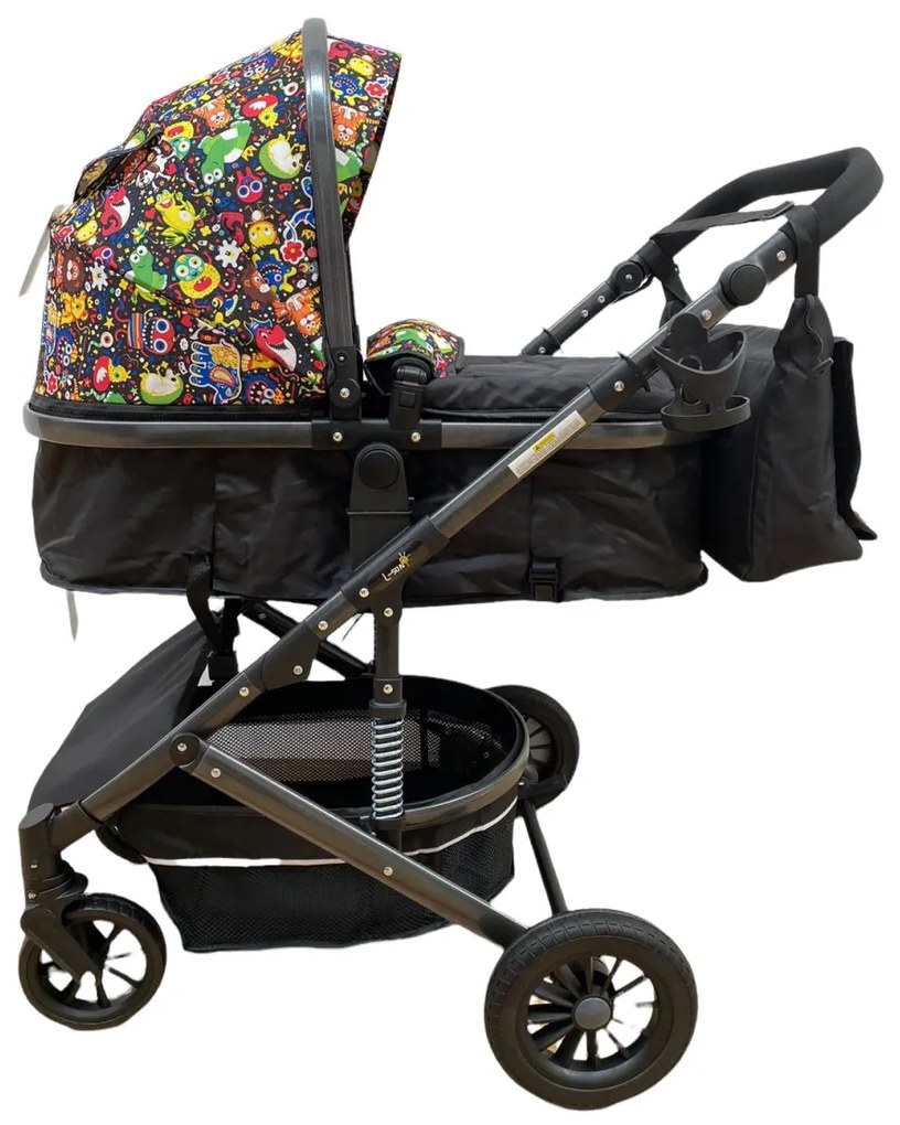 Carucior 2 in 1 pentru copii, cu maner reversibil si suspensii, 0-36 luni - CPC-31-multicolor