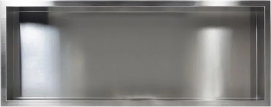 Raft incastrat dreptunghiular Balneo Wall-Box 90x30x10 cm inox periat