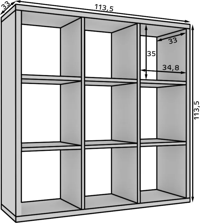 Bibliotecă, 114x113.5 cm, Cleo VI, ADRK Furniture (Culoare: Sonoma)