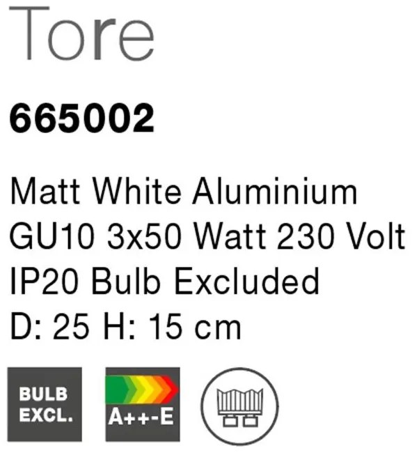 Plafoniera moderna cu 3 spoturi Tore 3L alba NVL-665002