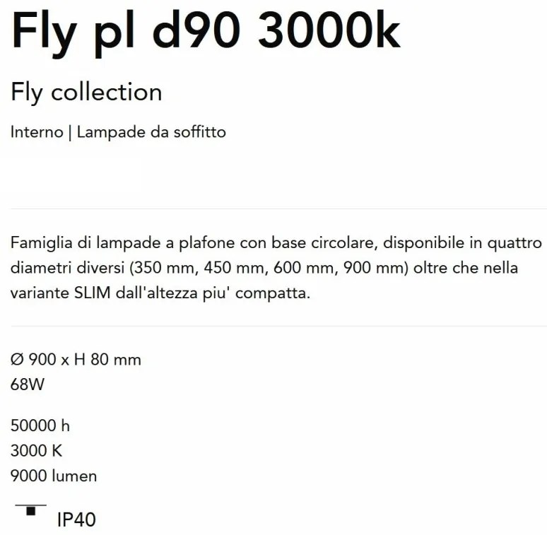 Plafoniera LED XXL moderna Fly pl d90 3000k negru