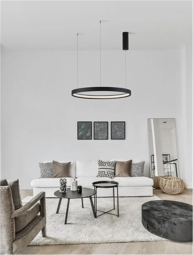Lustra LED suspendata design modern circular PERRINE D-60cm neagra
