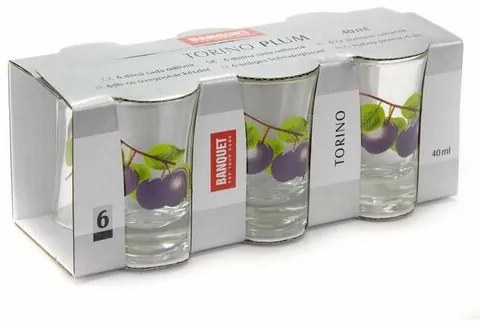 Set pahare de țuică Banquet Torino Plum   40 ml, 6 buc.