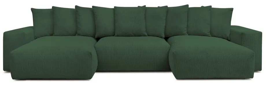 Colțar verde cu tapițerie din catifea reiată Voltaire – Bobochic Paris