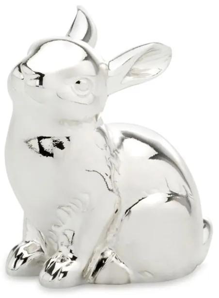 Decoratiune Cute Rabbit, Hermann Bauer, H9 cm, argintiu