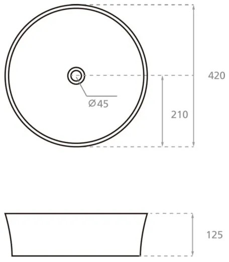 Bathco 4087 - Lavoar pentru montare pe blat VOLTA, Ø 42 cm, porțelan, alb