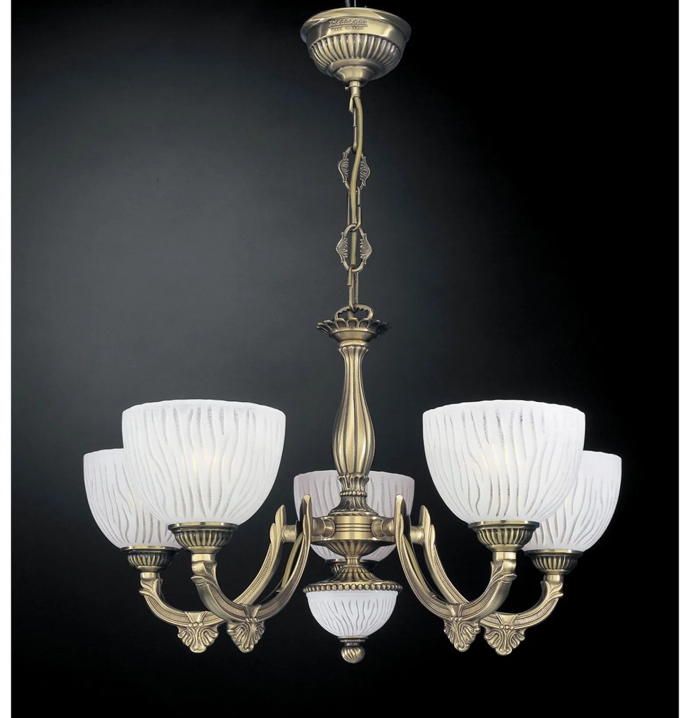 Candelabru cu 5 brate design clasic din alama si sticla 5600