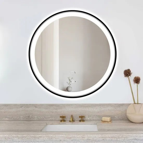 Oglindă Baie LED Elit's Premium cu Senzor de Miscare , Lumina Rece, Caldă și Neutră, 70cm, rama Neagra