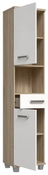 Dulap pentru baie VENOM, alb/stejar Sonoma