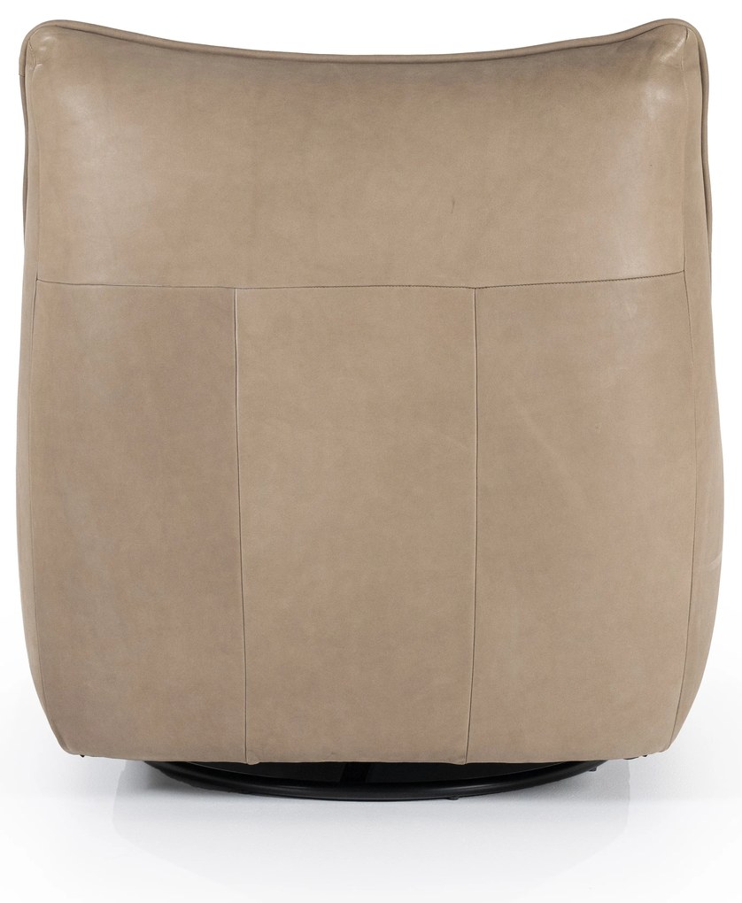 Fotoliu Matthew din piele, metal și lemn taupe