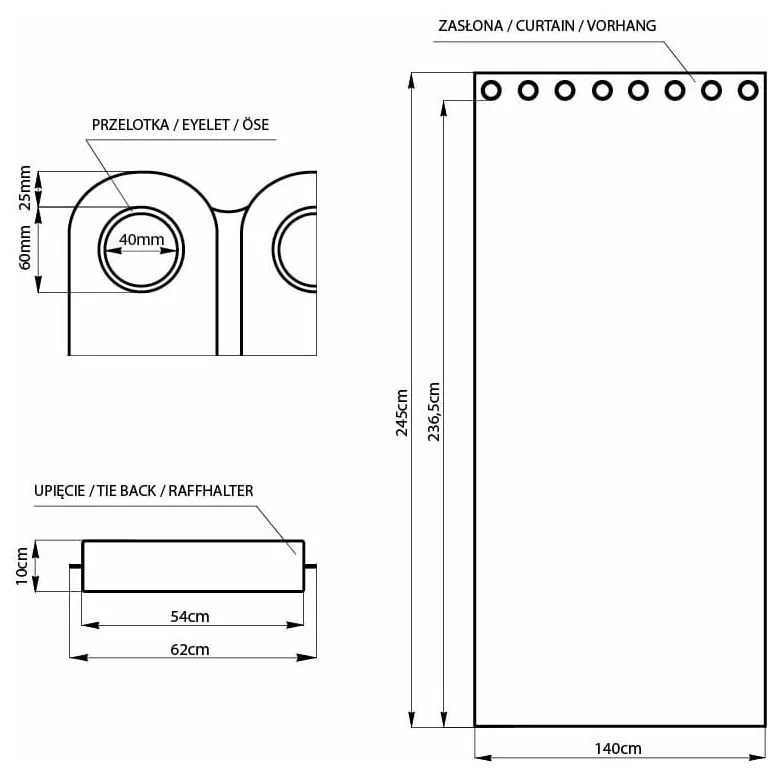 Draperie gri termoizolantă/dimout (semi-opacă) 140x245 cm Kierra – Restilo