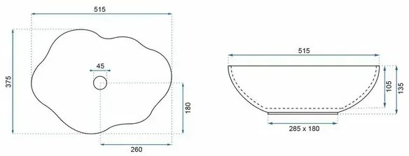 Lavoar alb pe blat Rea Pearl 51,5 cm