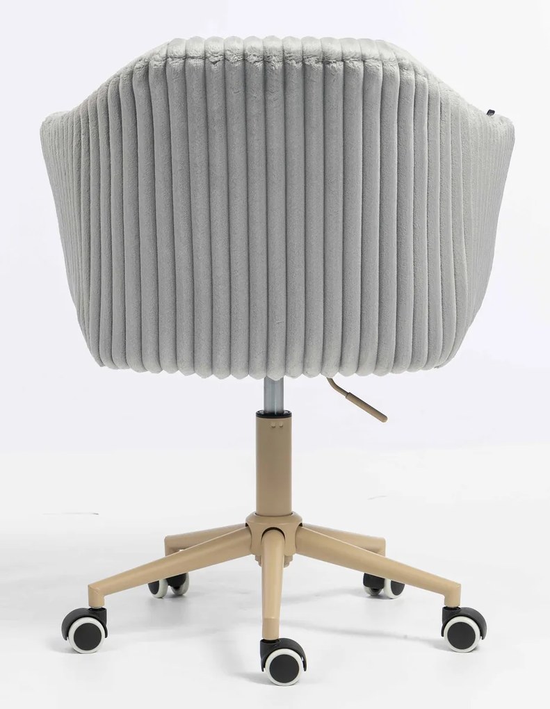 HR832K Scaun Gri Teddy Cord cu Bază Crem