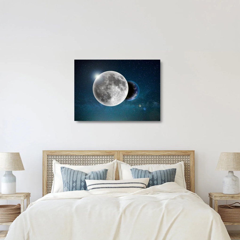 Tablou pe sticlă - Pământul în eclipsa de lună (70x50 cm)