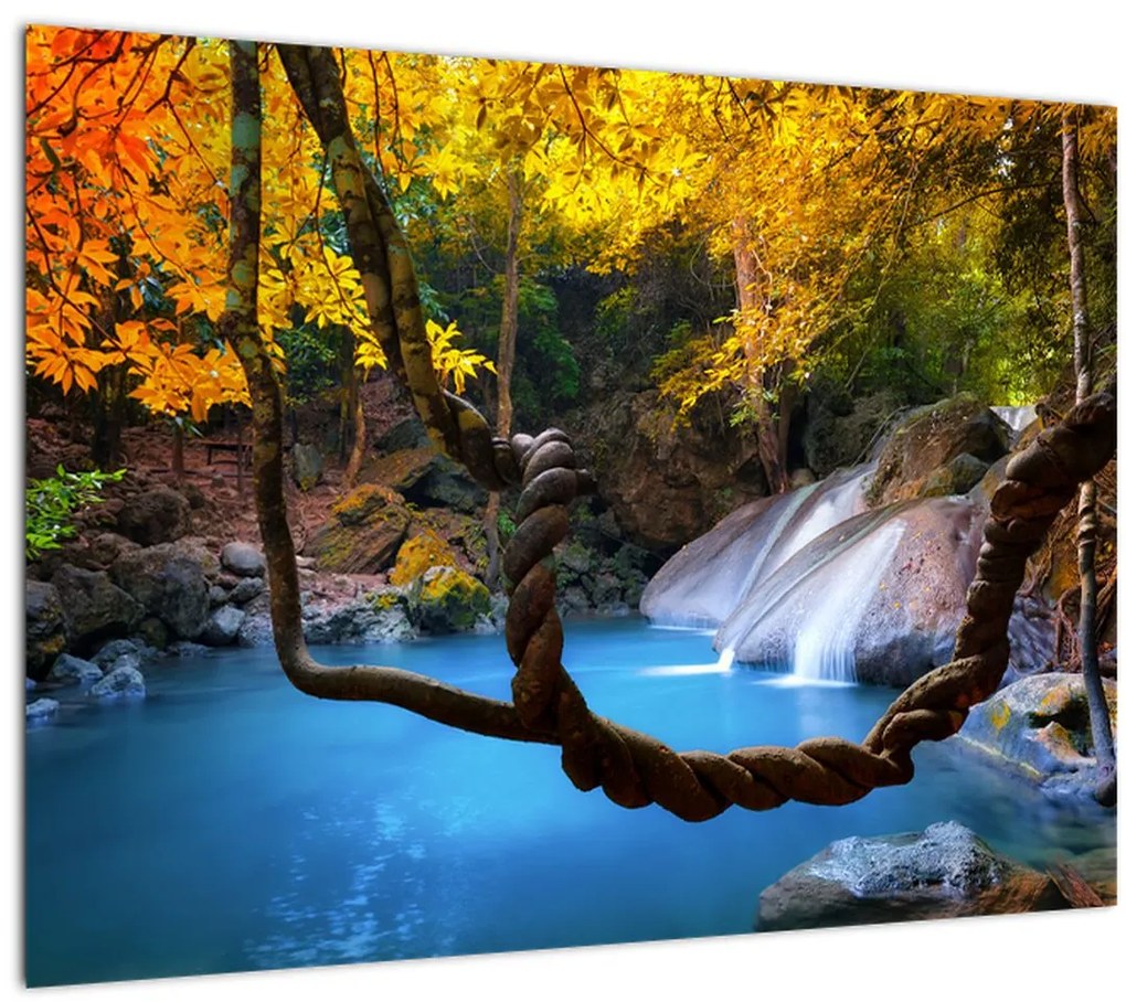 Tablou pe sticlă - Cascade din Asia (70x50 cm)