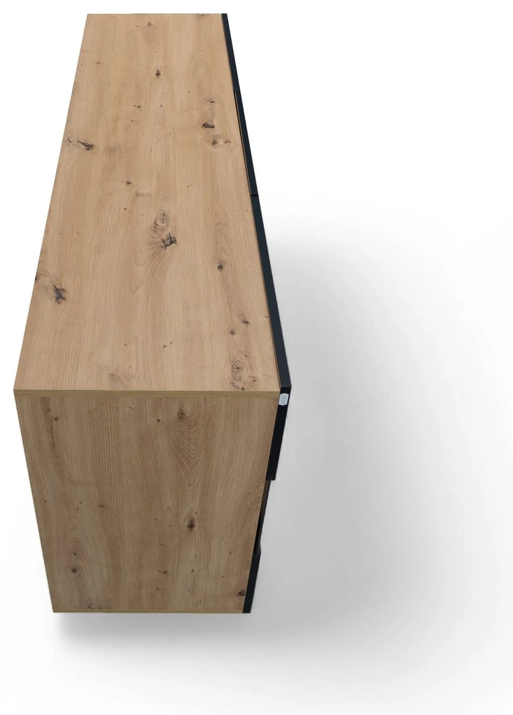 Comodă Baros 26 132 cm - stejar artizanal / negru mat