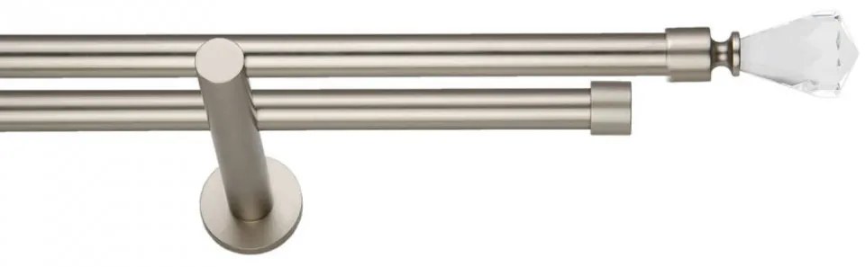Galerie dubla CRISTAL CONE PICIOR UNIVERSAL- dubla fara inele 19/19 - CROM MAT (Alege marime: 140 cm)