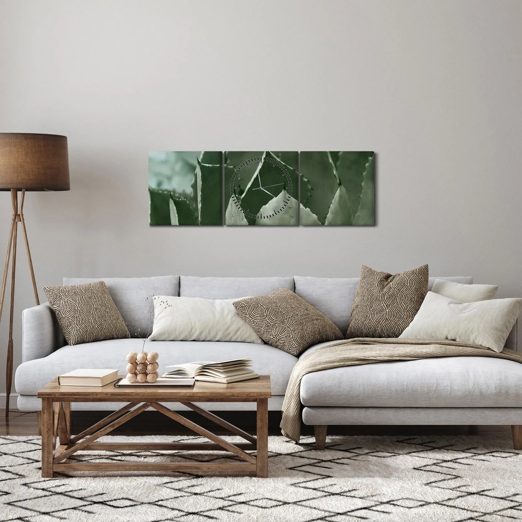 Tablou - Agave verde (cu ceas) (90x30 cm)