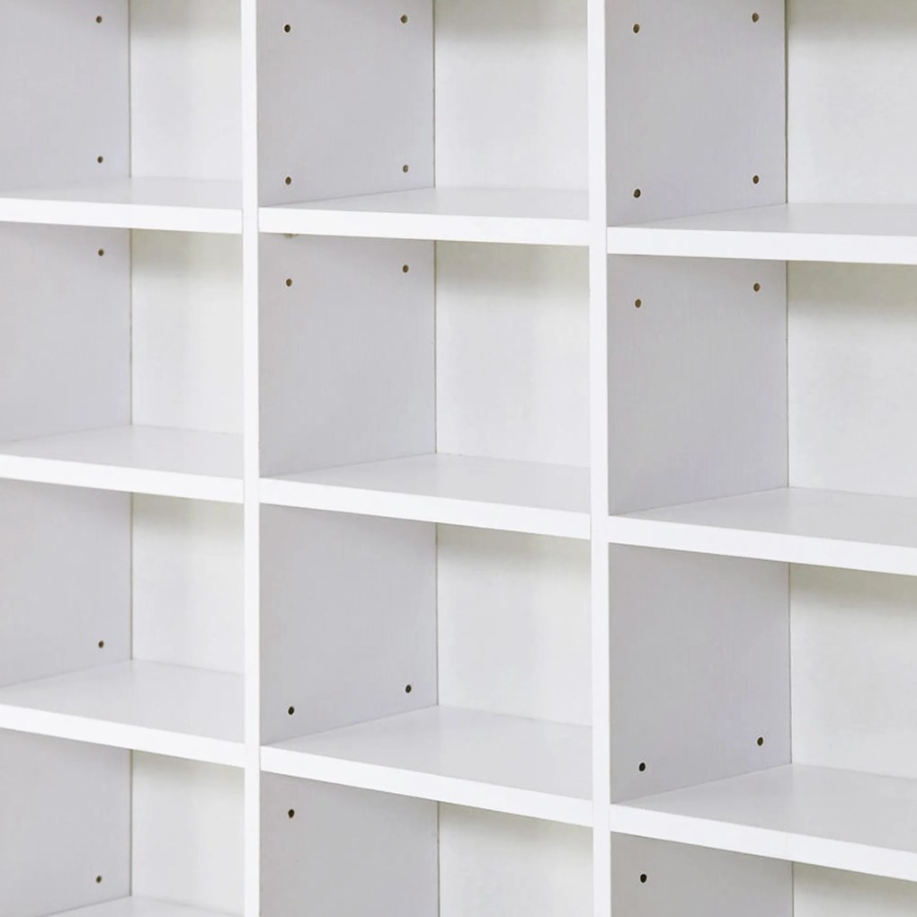 HOMCOM Bibliotecă CD de perete cu 24 de rafturi reglabile, 130,5x89x20 cm, alb | Aosom Romania