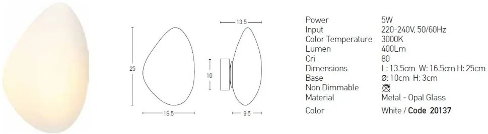 Aplica LED de perete design modern Ande alb
