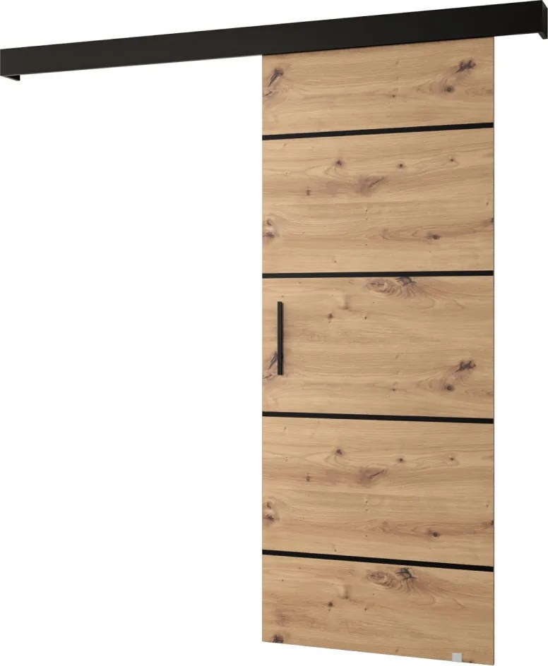Uşă glisantă, stejar artisan/negru/negru, SALDOR 90 4