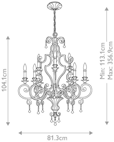 Lustră pe lanț Quoizel QZ-MARQUETTE9 MARQUETTE 9xE14/60W/230V