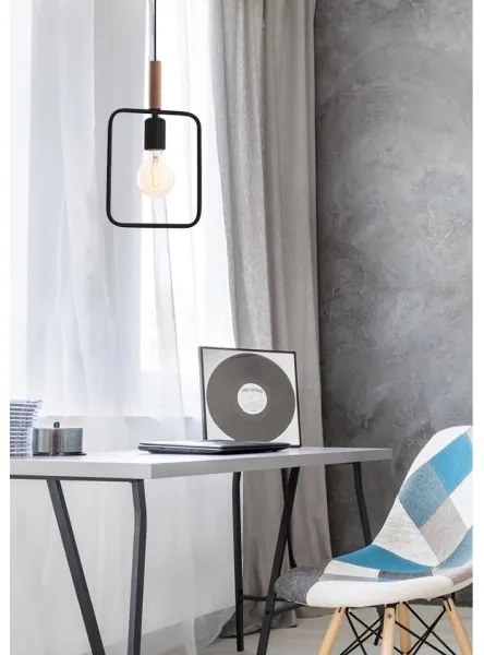 Lustră pe cablu FRAME 1xE27/60W/230V negru