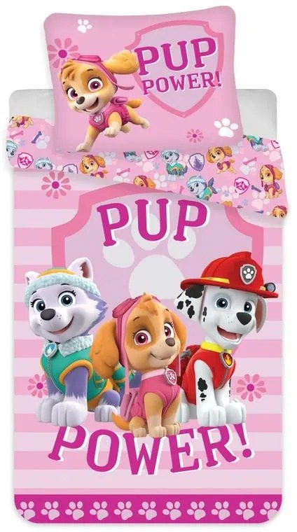 Patrula Cățelușilor Pup Power lenjerie de pat 140×200cm, 70×90 cm