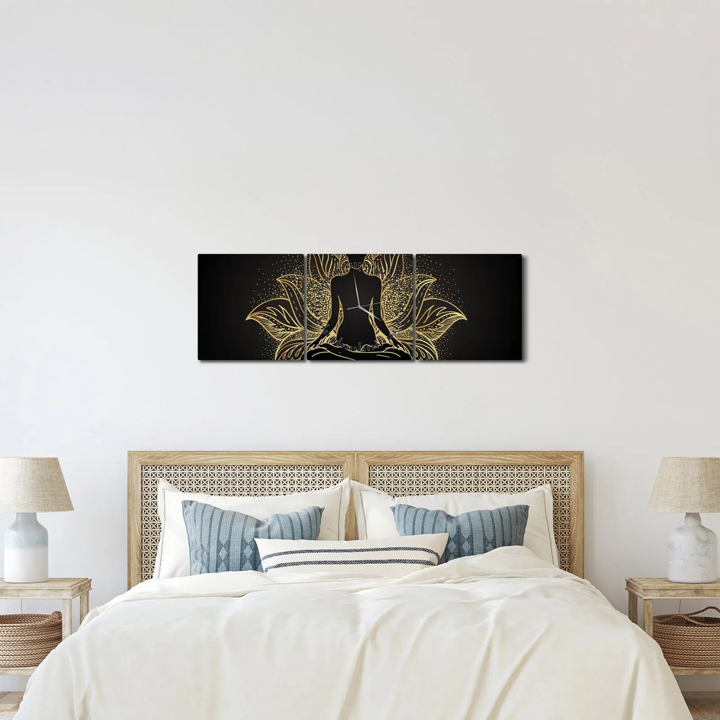 Tablou - Silueta într-o floare de lotus (cu ceas) (90x30 cm)