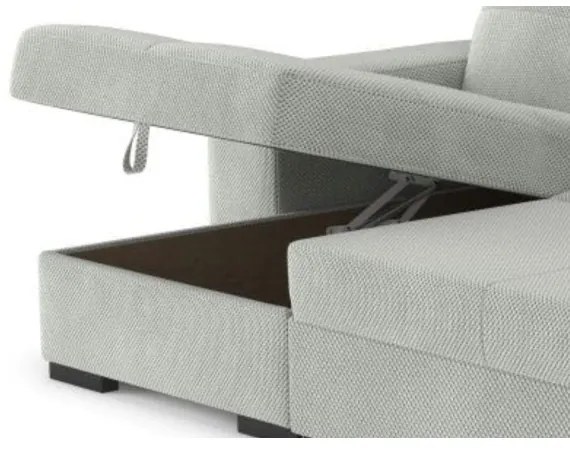Canapea extensibilă PALERMO, gri deschis, cu spațiu de depozitare și taburet, stânga