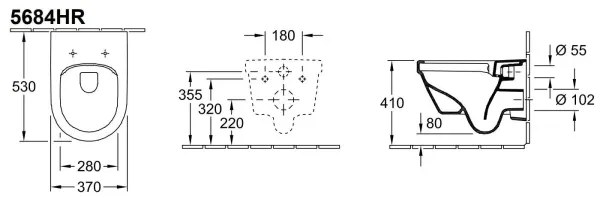 Villeroy & Boch 5684HRR1 - Vas WC suspendat ARCHITECTURA cu capac SoftClose, ceramică albă