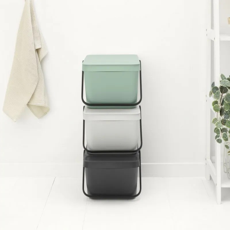 Cos depozitare sau reciclare Brabantia Sort&Go 1006310, 20 L, 22,5x45x28 cm, Stivuibil, Plastic, Gri închis