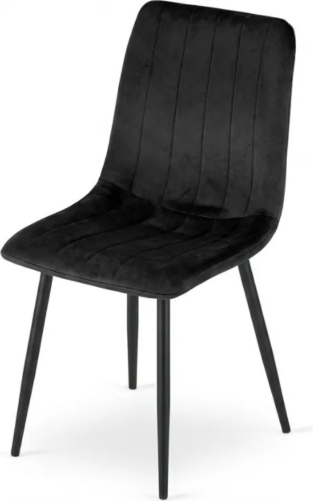 Scaun din catifea neagra LAVA ONYX cu picioare negre
