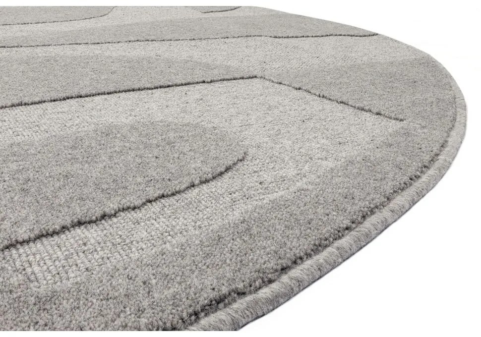 Covor gri rotund din lână ø 200 cm Morphic Botanica – Agnella
