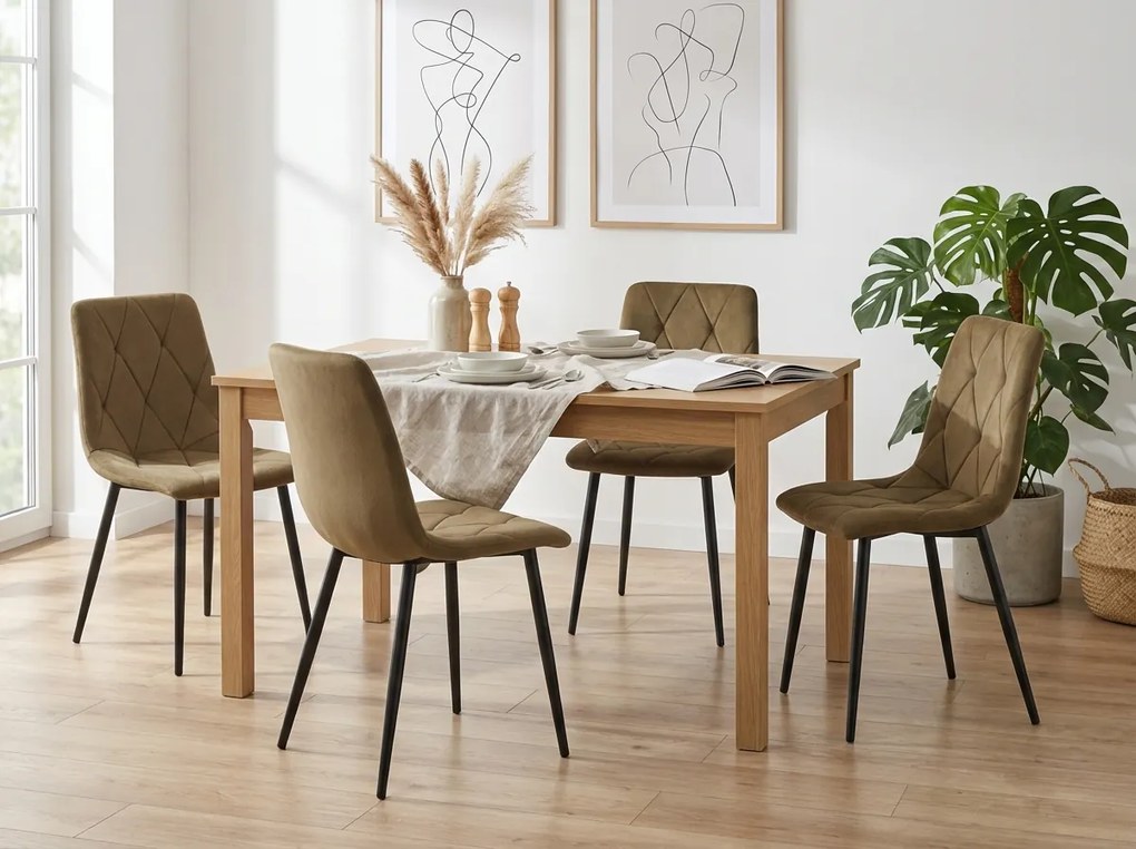 Scaun de catifea maro LIBRA OLIVE BROWN cu picioare negre