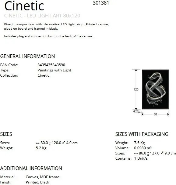 Tablou de perete decorativ cu iluminat Cinetic