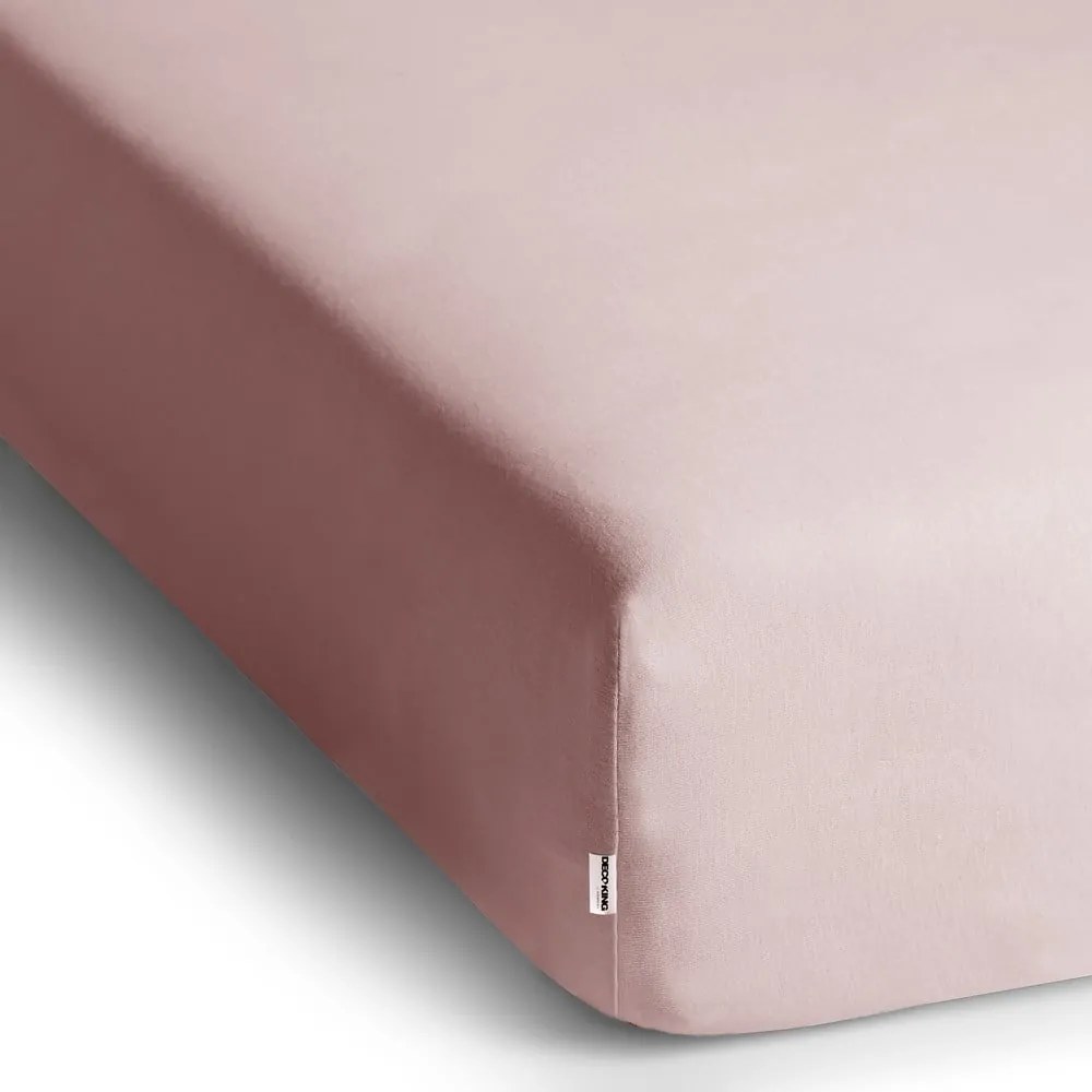 Cearceaf roz deschis din jerseu cu elastic 180x200 cm Amber – Restilo