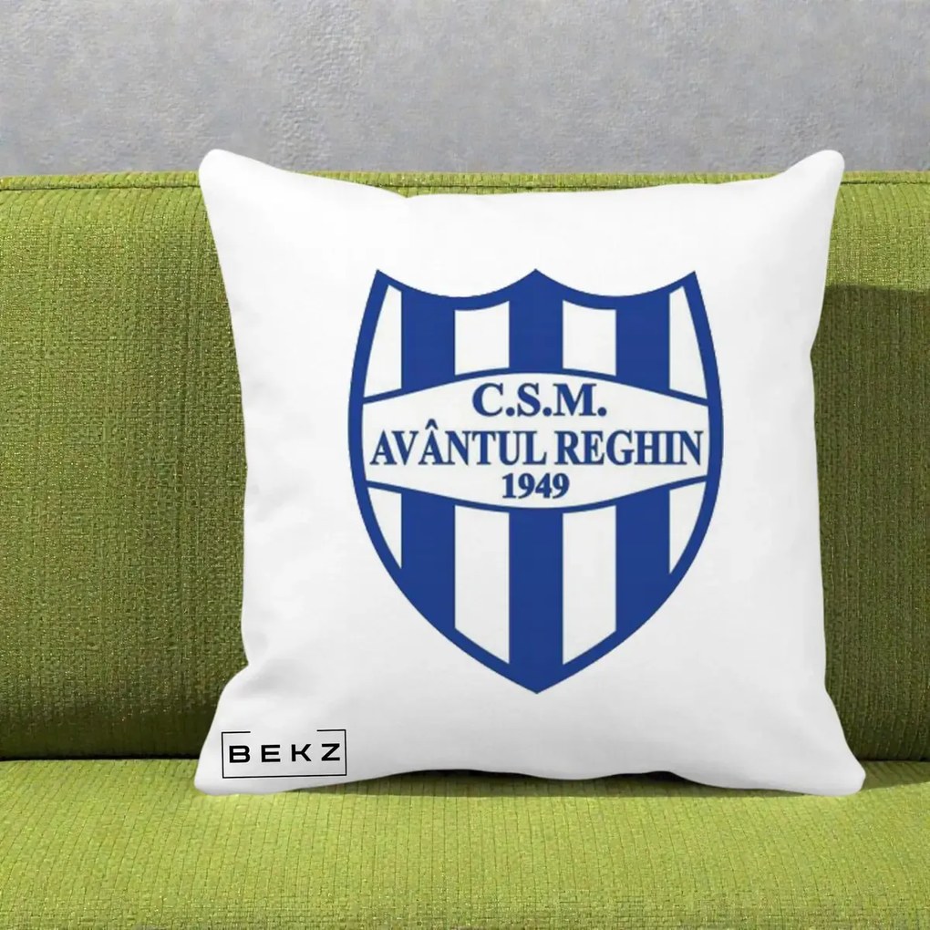 Perna Personalizata CSM Avantul Reghin 1949, 40x40 cm, Alba Mata, Husa Detasabila, Perna Inclusa, BEKZ®
