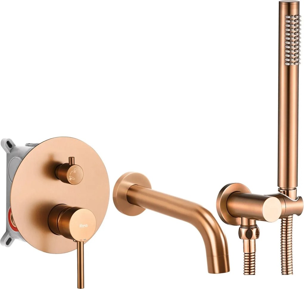 Baterie pentru cadă Rea Lungo Brush Copper + Box