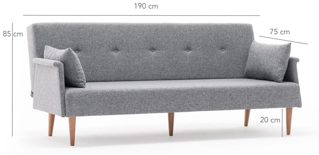 Canapea extensibilă cu 3 locuri Navan Sofa Bed-Grey Gri