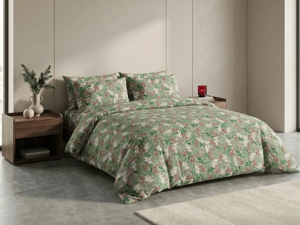 Lenjerie de pat de flanel PINEFLOR verde Dimensiune lenjerie de pat: 70 x 90 cm | 140 x 200 cm