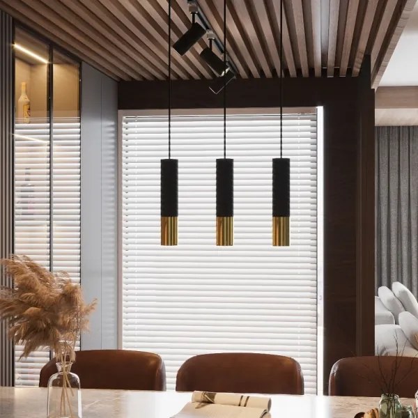 Lustră pe cablu LOOPEZ 1xGU10/40W/230V neagră/aurie Sollux SL.0952