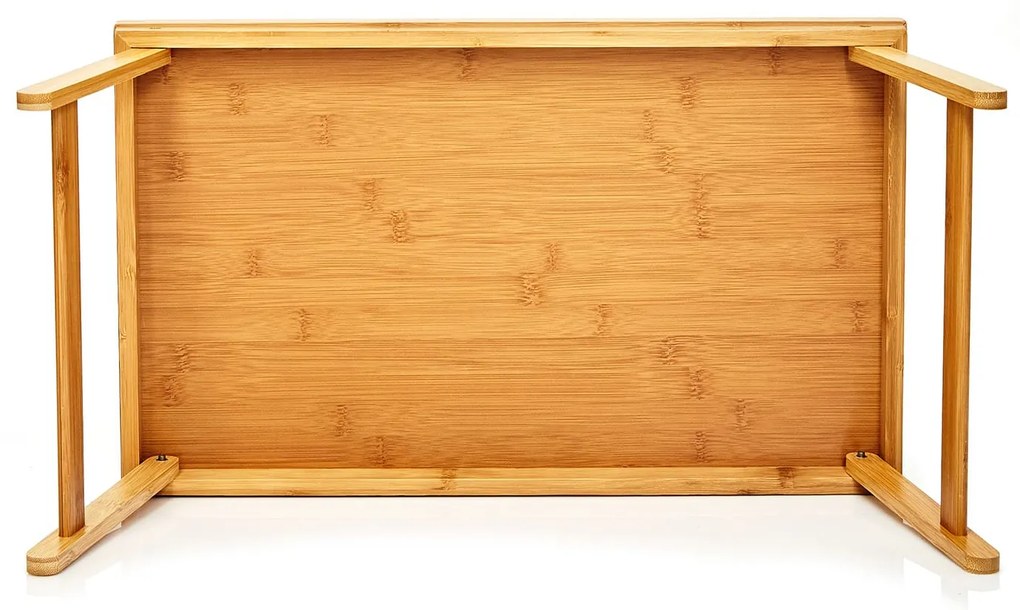 Tavă de servire, multifuncțională, 50 × 23 × 30 cm, picioare pliabile, bambus