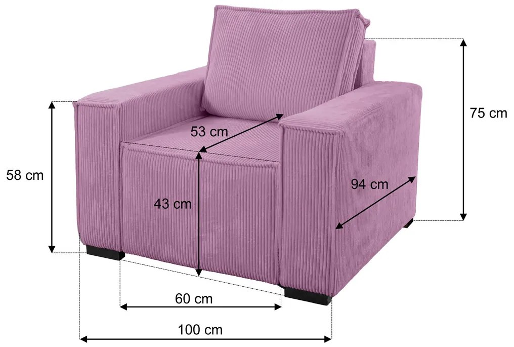 Fotoliu cu taburet SMART SET, lila