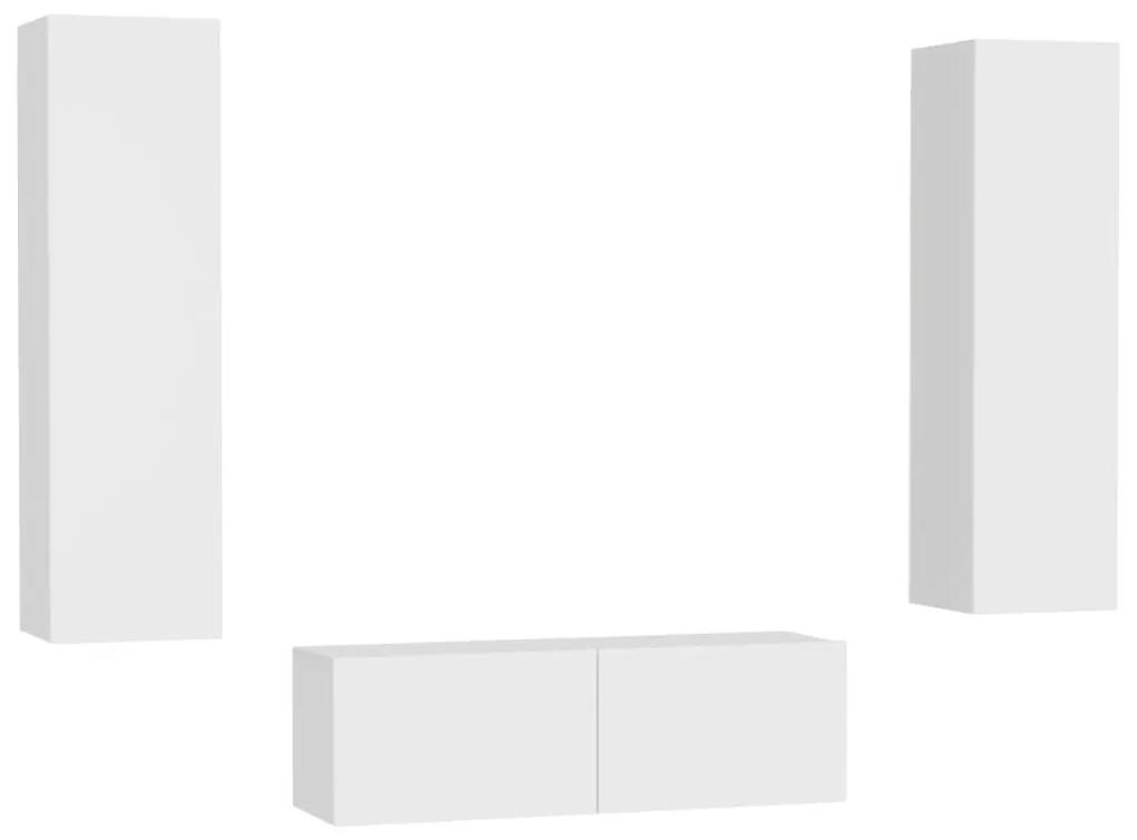 3078659 vidaXL Set dulapuri TV, 3 piese, alb, lemn prelucrat