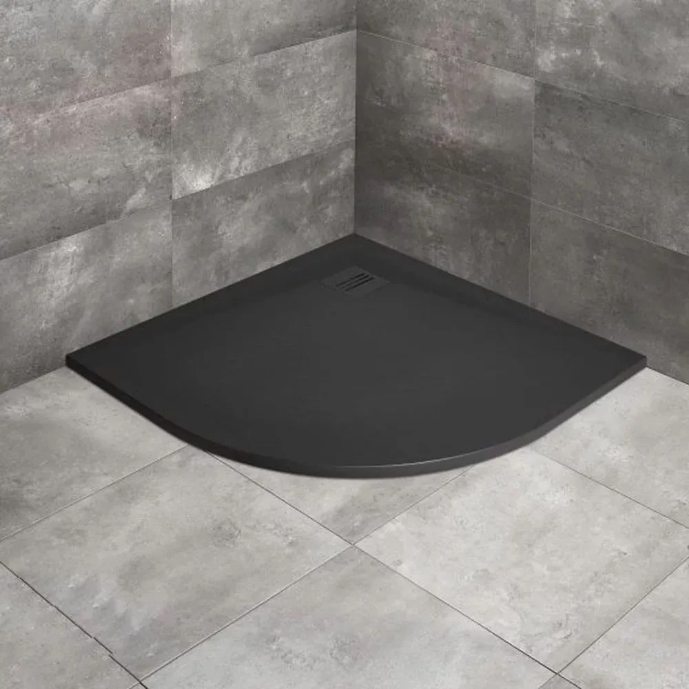 Cadita dus compozit semirotunda Radaway Kyntos A 80x80 cm negru