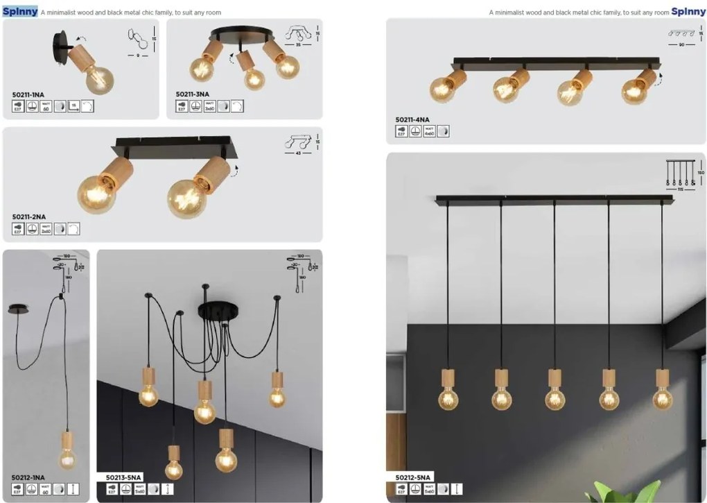 Lustra cu 5 pendule design minimalist Spinny