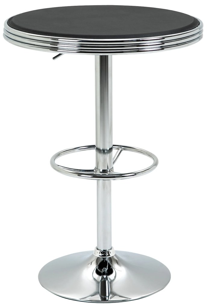 Masa Moderna de Bar HOMCOM, Multifunctionala, Metal si Imitatie de piele Neagra, Φ65x66-90cm | Aosom RO